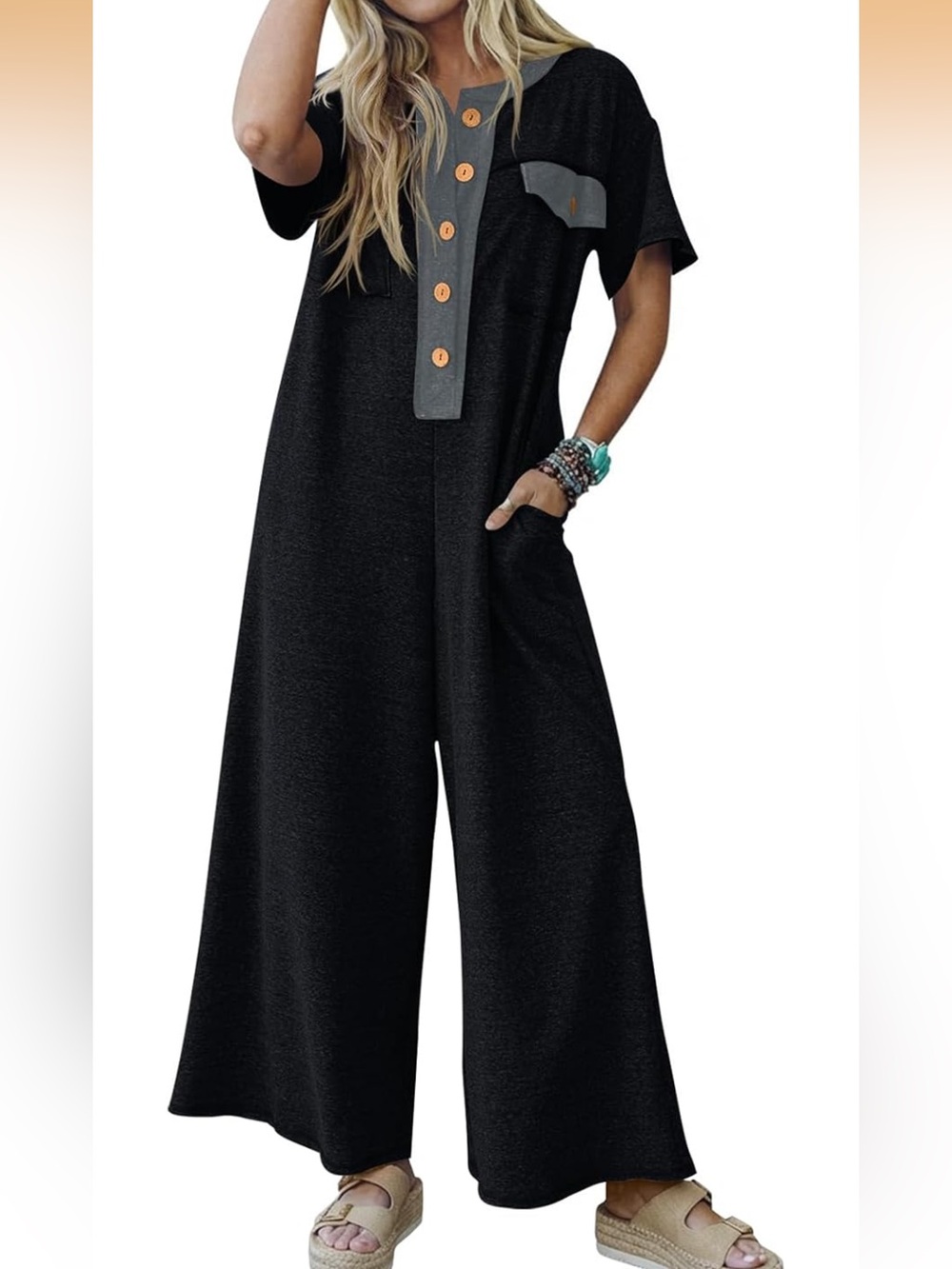 Casual Wide-Leg Jumpsuit with Pockets- NWT - Size Xl